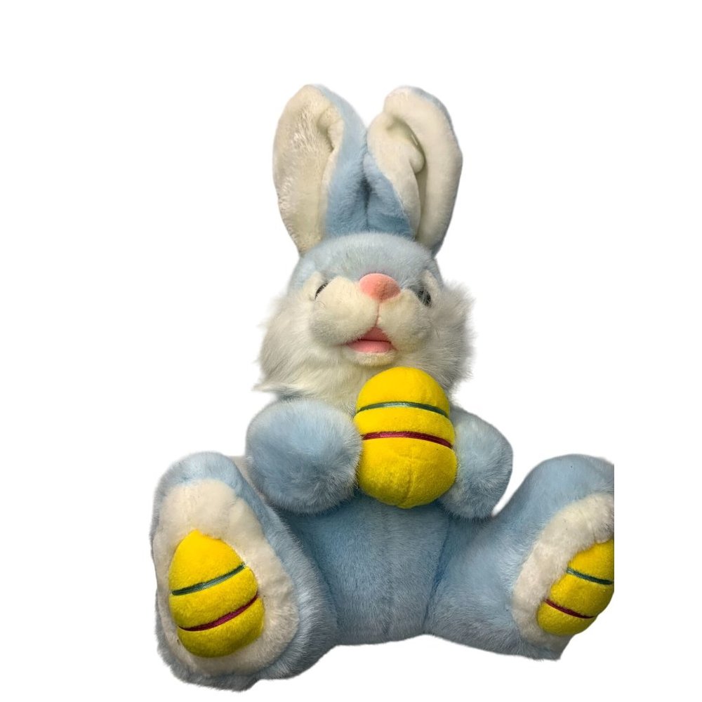 Beta Toys Plush Stuffed Animal Toy Bunny Rabbit Blue Holding Easter Egg Paws